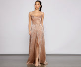Blair Sequin Wrap Front Formal Dress
