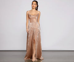 Blair Sequin Wrap Front Formal Dress
