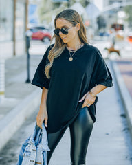 Brandon Cotton Oversized Tee - Black