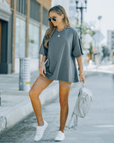 Brandon Cotton Oversized Tee - Charcoal