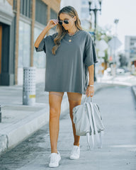 Brandon Cotton Oversized Tee - Charcoal