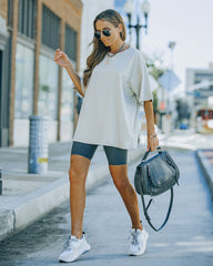 Brandon Cotton Oversized Tee - Sand