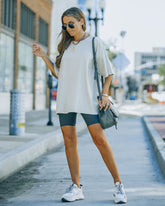 Brandon Cotton Oversized Tee - Sand