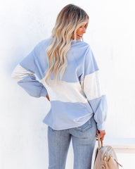 Brannon Cotton Colorblock Henley Top - Baby Blue Combo
