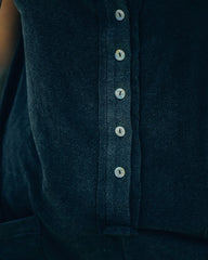 Breezy Pocketed Button Down Knit Top - Black