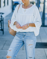 Breigh Billowed Knit Babydoll Top - Off White