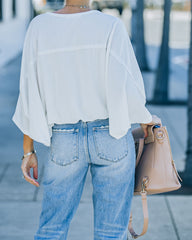 Breigh Billowed Knit Babydoll Top - Off White