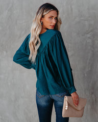 Bright As A Button Blouse - Dark Teal