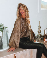 Bright Spark Billowed Crop Blouse - Gold