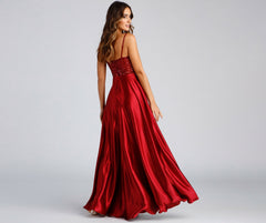 Brookelle Sequin Sweetheart Satin Formal Dress