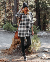 Bruno Cotton Blend Plaid Button Down Tunic