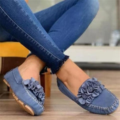 Comfy Slip-On Flower Suede Loafers