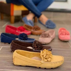 Comfy Slip-On Flower Suede Loafers