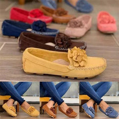 Comfy Slip-On Flower Suede Loafers
