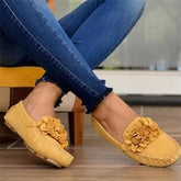 Comfy Slip-On Flower Suede Loafers