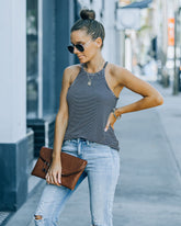 Caden Striped Knit Tank - Black