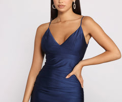Camila Formal Ruched Open Back Mini Dress