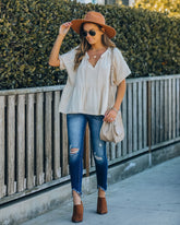 Candid Cotton Peplum Top - Natural