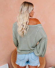 Capitol Reef V-Neck Knit Pocket Top - Olive