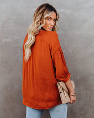 Carla Embossed Button Down Blouse - Rust
