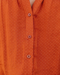 Carla Embossed Button Down Blouse - Rust