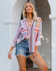 Carrigan Striped Button Down Top