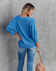 Carter Puff Sleeve Knit Top - Blue