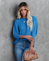 Carter Puff Sleeve Knit Top - Blue