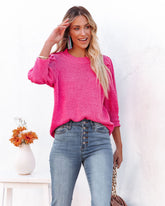 Carter Puff Sleeve Knit Top - Pink
