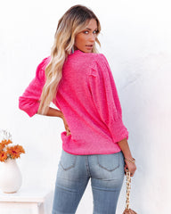 Carter Puff Sleeve Knit Top - Pink