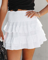 Centenario Cotton Tiered Mini Skirt - White