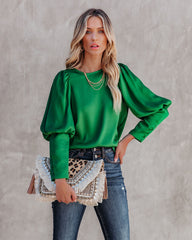Centerpiece Satin Statement Blouse - Emerald