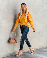 Centerpiece Satin Statement Blouse - Gold