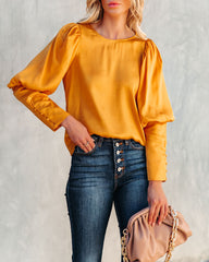 Centerpiece Satin Statement Blouse - Gold