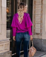 Centerpiece Satin Statement Blouse - Orchid