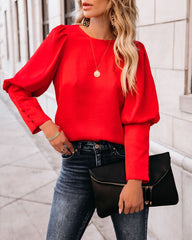 Centerpiece Satin Statement Blouse - Red