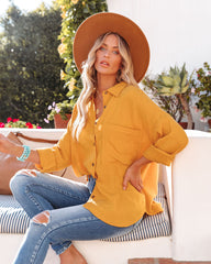 Chadley Cotton Button Down Top - Mustard