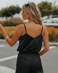 Chana Satin Cami Tank - Black