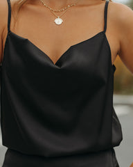 Chana Satin Cami Tank - Black
