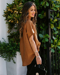 Chance Collared Woven Top - Camel