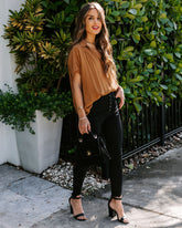 Chance Collared Woven Top - Camel