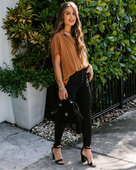 Chance Collared Woven Top - Camel