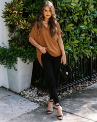 Chance Collared Woven Top - Camel