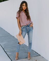 Chance Collared Woven Top - Mauve