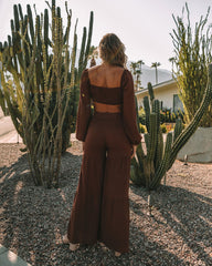 Chandler Linen Blend Long Sleeve Crop Top