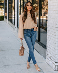 Charvi Billowed Shimmer Blouse - Champagne