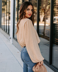 Charvi Billowed Shimmer Blouse - Champagne