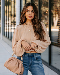 Charvi Billowed Shimmer Blouse - Champagne