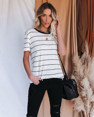 Chase Linen Blend Striped Distressed Tee