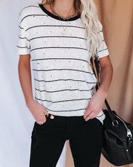 Chase Linen Blend Striped Distressed Tee